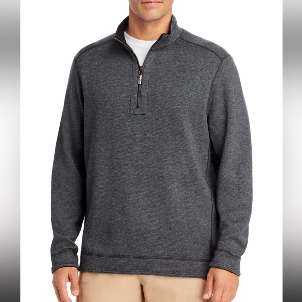 Tommy Bahama Reversible Half Zip Sweater Grey/Blue 3XL